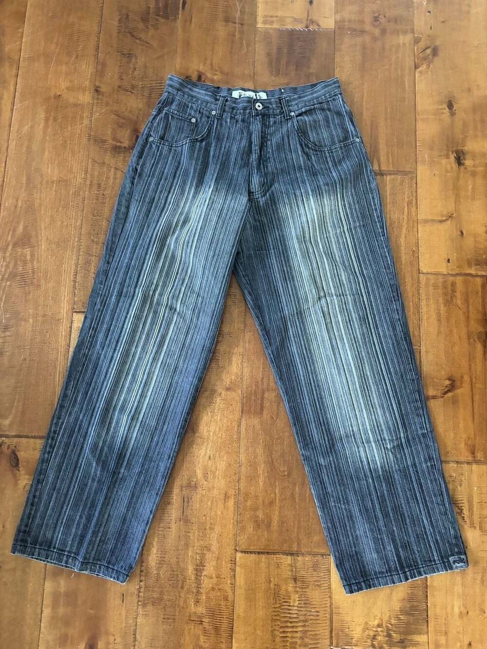 Godbody Denim Technology Pinstripe Distressed Y2K Jeans